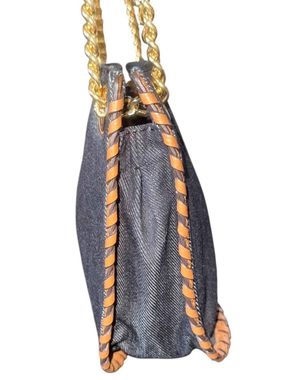 Michael Kors Denim & Leather Chain Crossbody Shoulder Bag - Picture 6 of 16